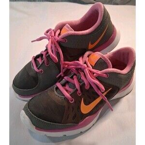 Nike Flex Trainer Women’s Size 8.5 Athletic Running Shoes Gray Pink Orange